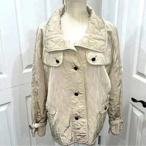 Talbots quilted, jacket with belted sleeves, pockets at chest and waist